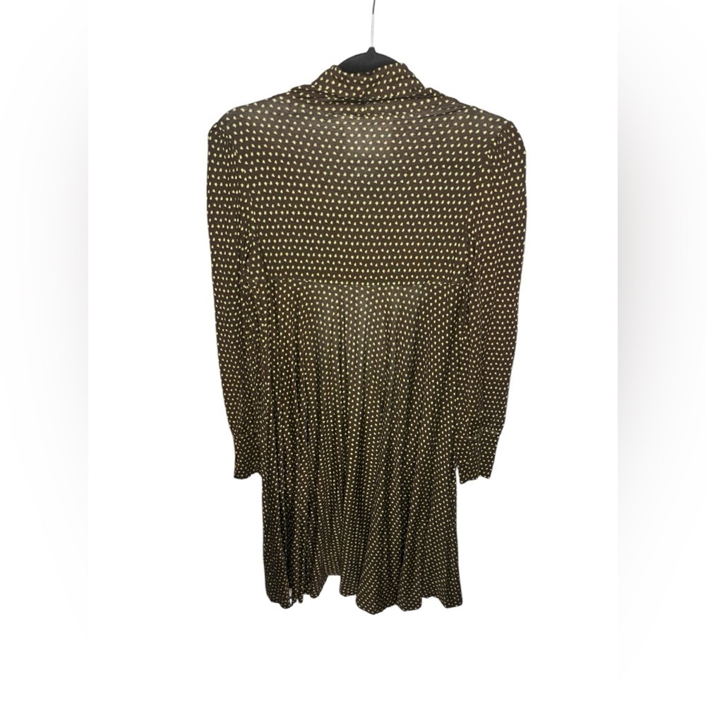 Diane von Furstenberg brown and green acorn print silk blend mock neck dress 2 - Picture 2 of 3